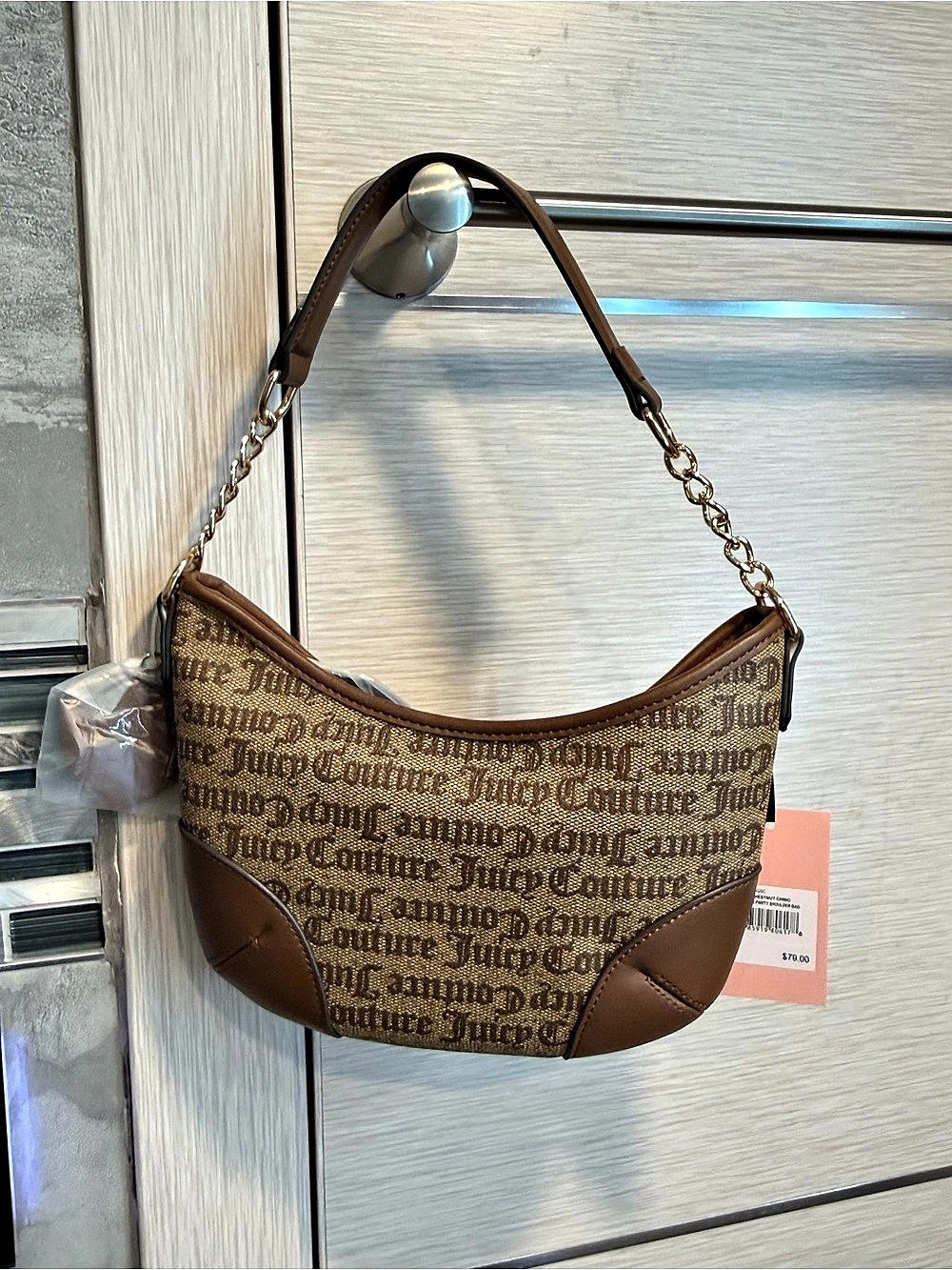 Juicy Couture Brown Logo Monogram Hobo Shoulder Bag - Picture 4 of 7